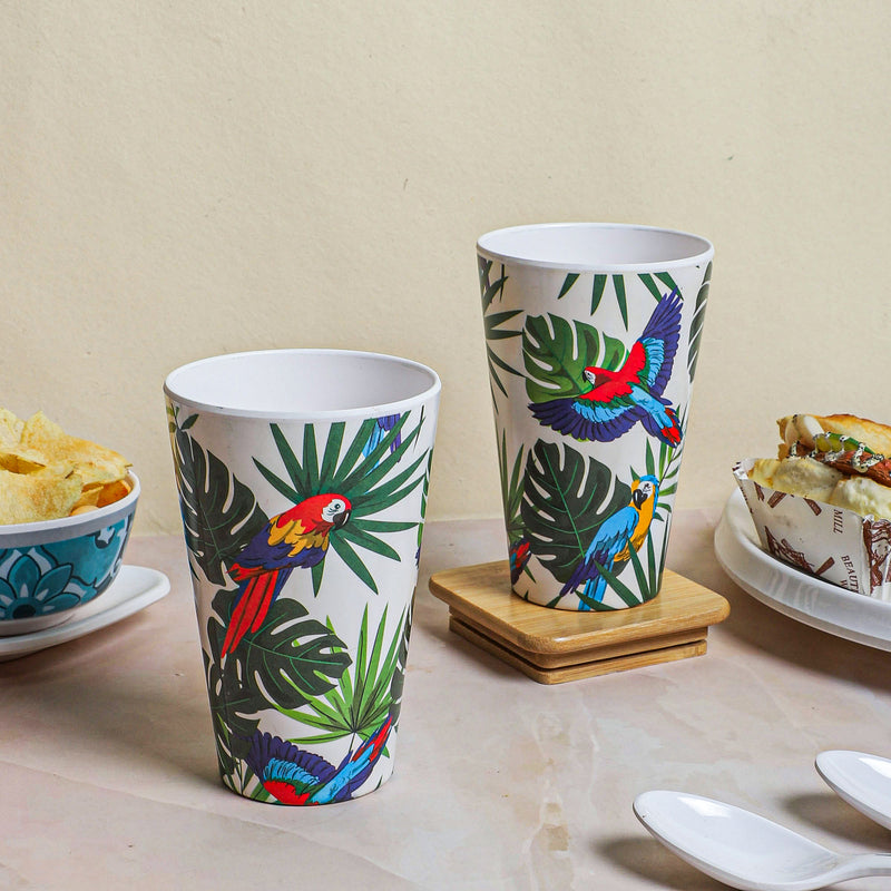 Parrot Jungle Melamine Tumbler (450 ml) - Set Of Two - 450 ML