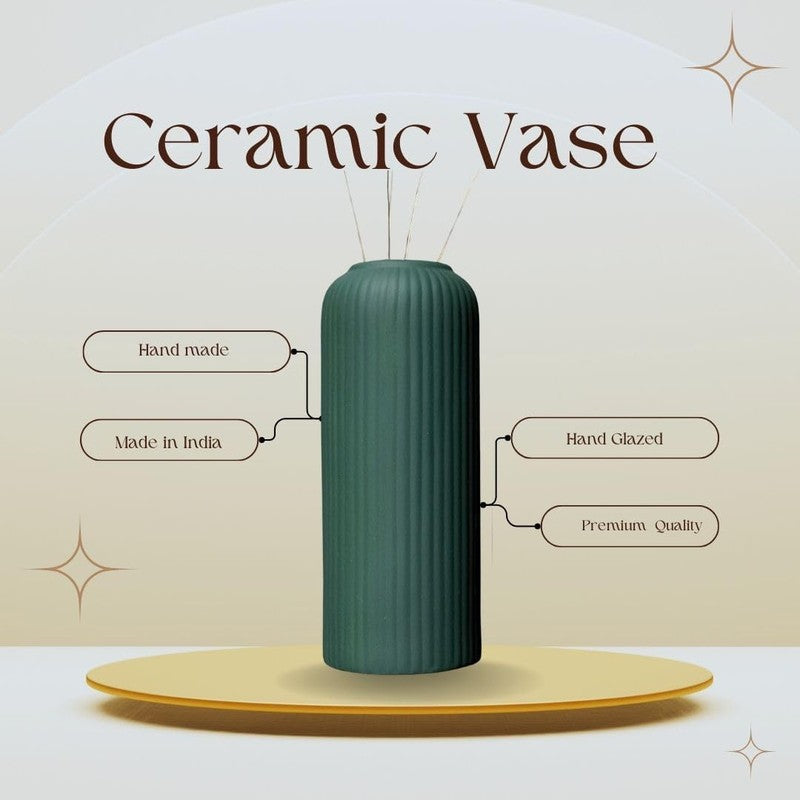 Pasha Ceramic Vase (Dark Green) - Set Of Three media 6