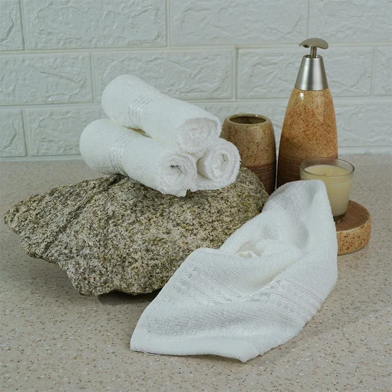 Micro Cotton LuxeDry Solid Face Towel (White) - Set Of Four media 1