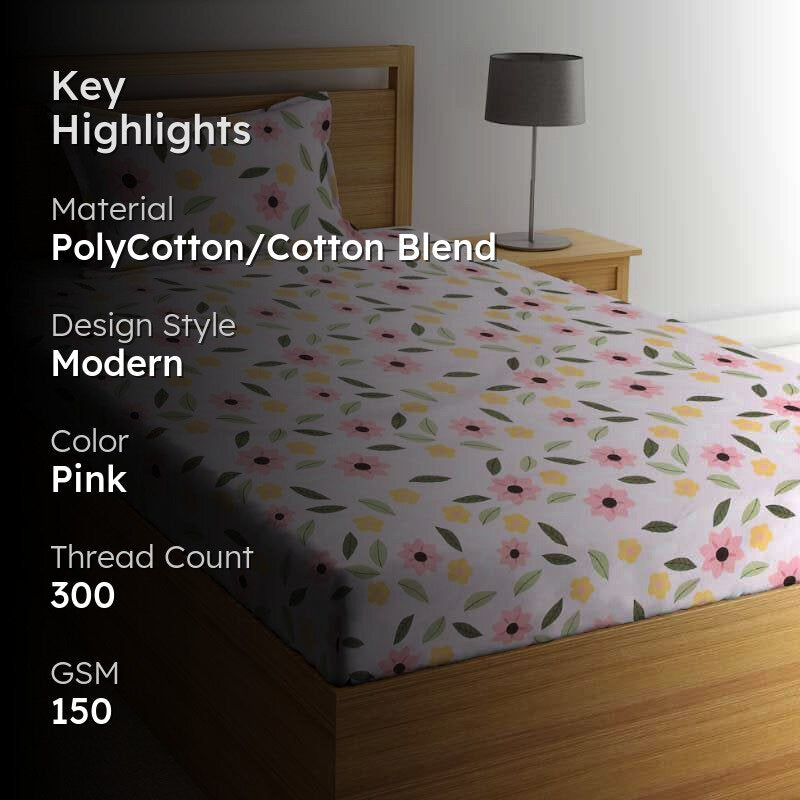 Garden Of Pink Fitted Bedsheet - 150 GSM media 2