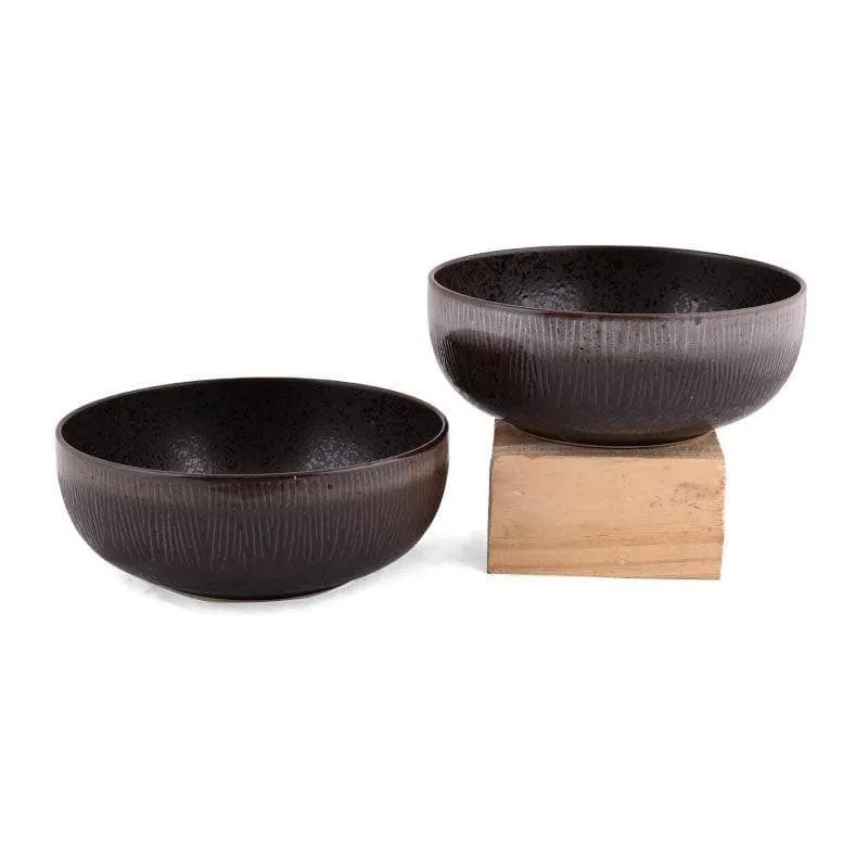 Rustic Brown Serving Bowl - Set Of Two media 3