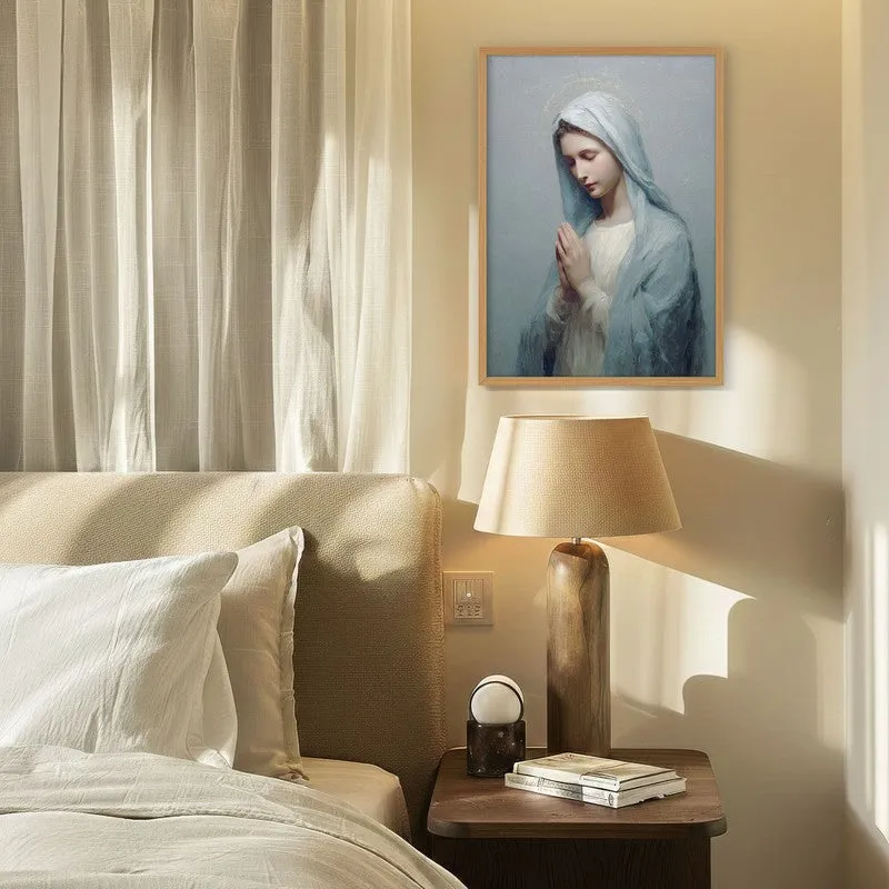 Mother Mary Archival Paper Wall Painting With Brown Frame media 4