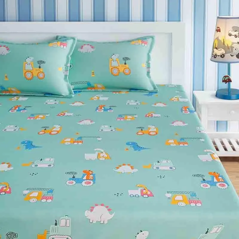 Rhinos Day Out Cotton Bedsheet - 210 TC media 1