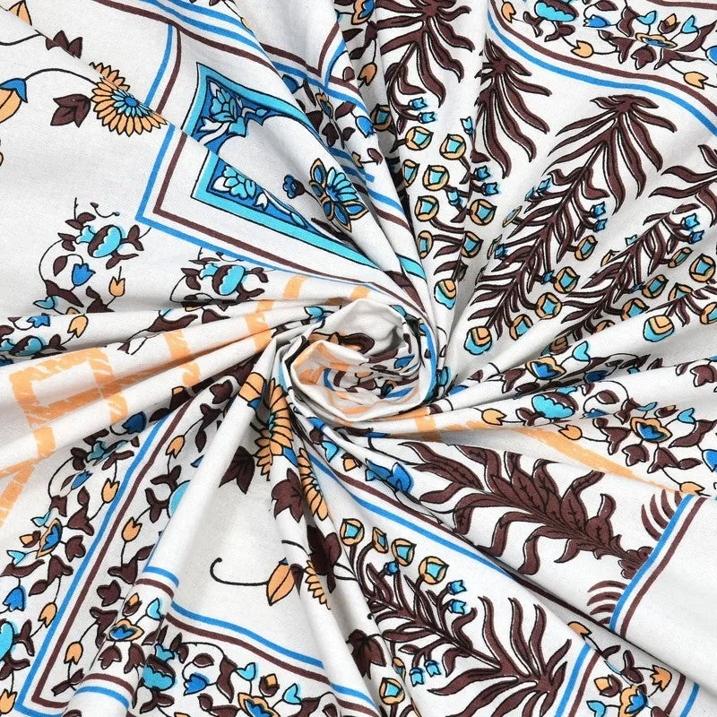 Desiio Cotton Bedsheet (Blue,Peach) - 240 TC media 5