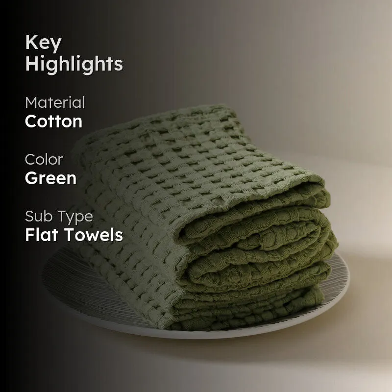 Fluffy Waffle Face Towel (Green) - Set of Four media 2