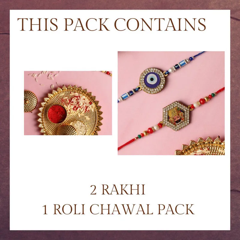 Nazar Bhattu Rakhi with Roli Chawal - Three Piece Set media 4