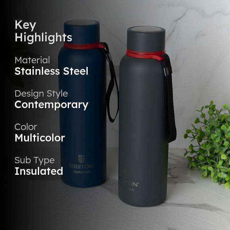 Aqueous Hot & Cold Thermos Water Bottle (Blue & Grey, 750 mL Each) - Set Of Two media 2
