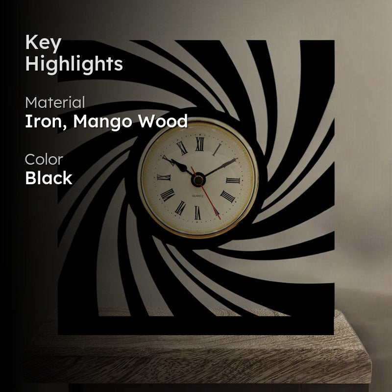Time Vortex Iron & Mango Wood Table Clock media 2