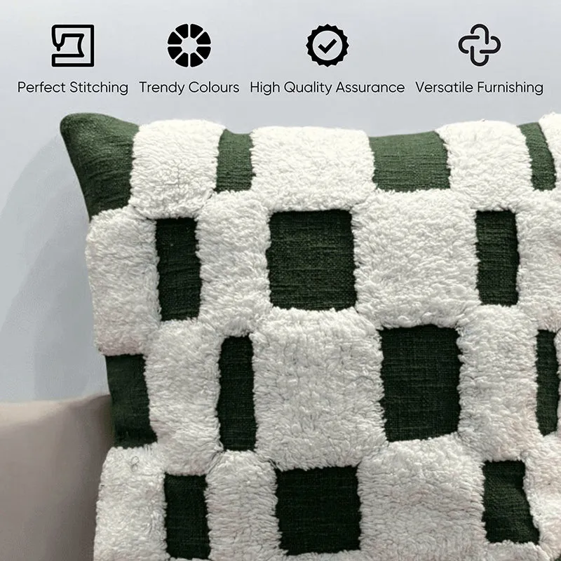 Cushy Checkers Tufted Cushion Cover (Black & White) - Set Of Five media 5