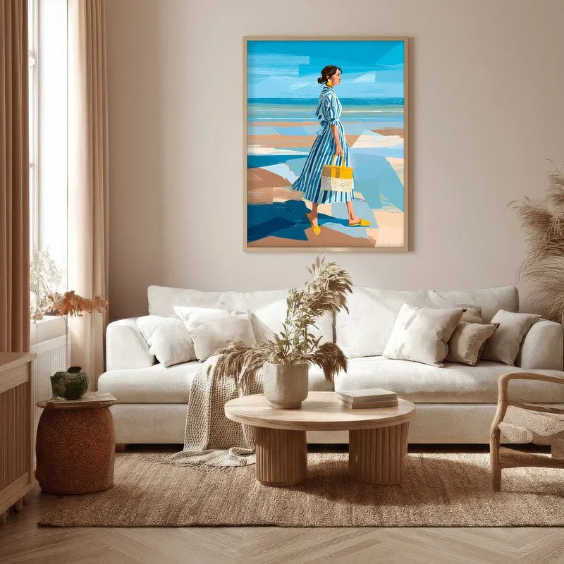 Alira Travel Illustration Canvas Wall Painting With Brown Frame media 5