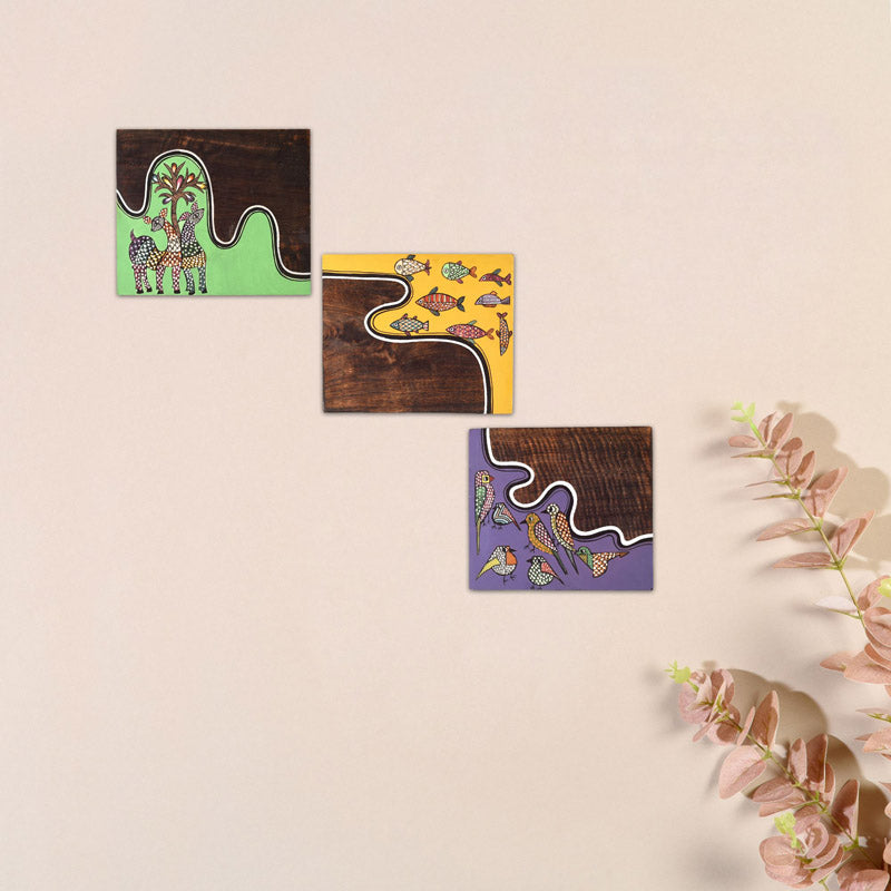 Indudeep Wooden Wall Accent - Set of Three