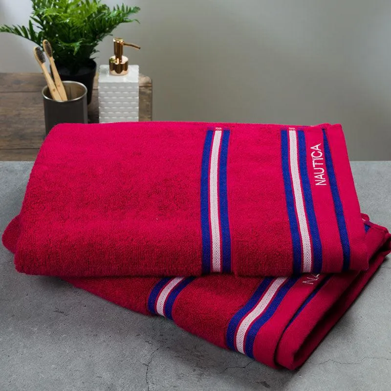 Nautica Dove Down Cotton Towel Set (Burgundy) - Set Of Two media 1