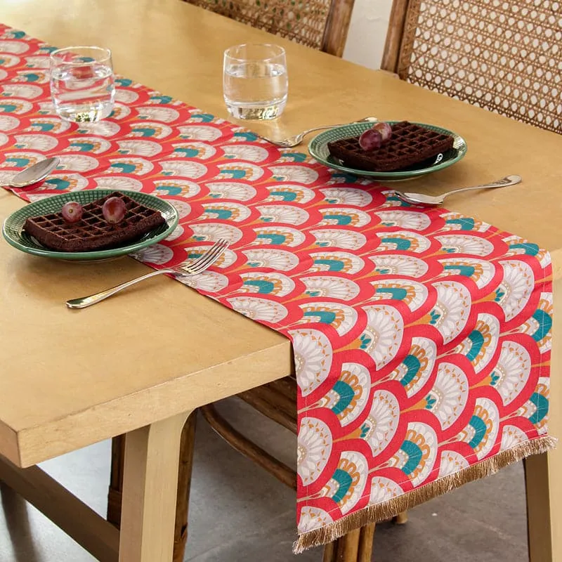 Mysore Mayoor Cotton Table Runner - Blue media 1