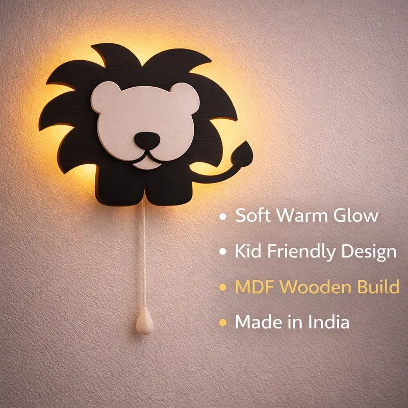 Pureva Lion Battery Operated MDF Wall Lamp - Black media 8