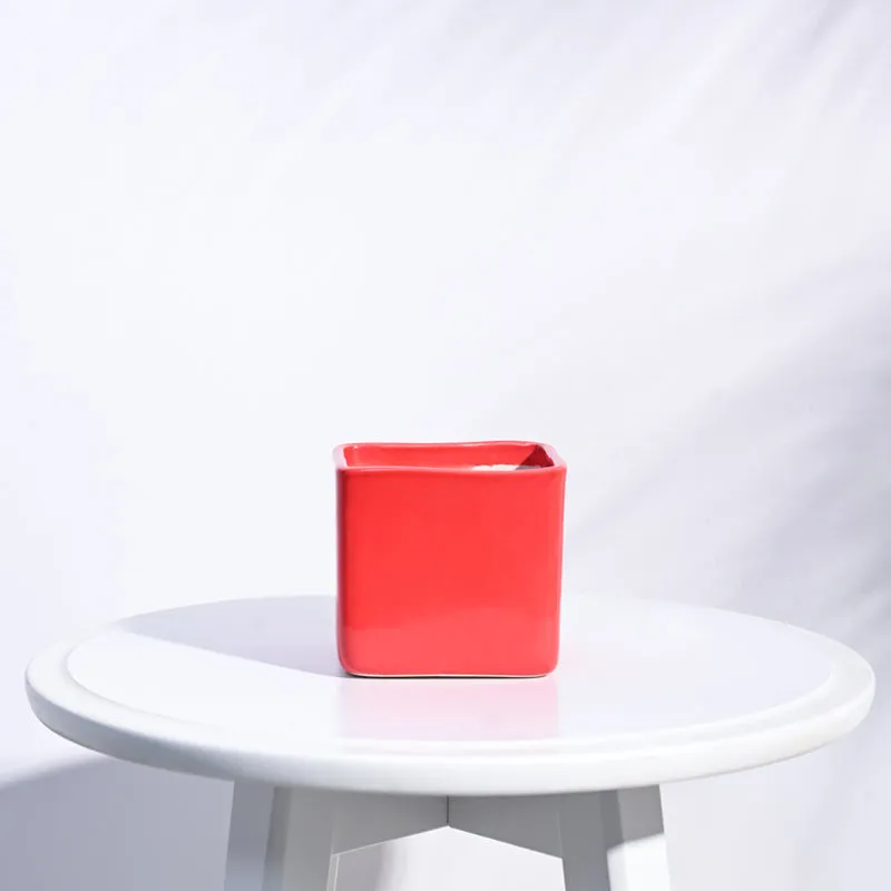Ugaoo Square Orange Ceramic Pot media 1