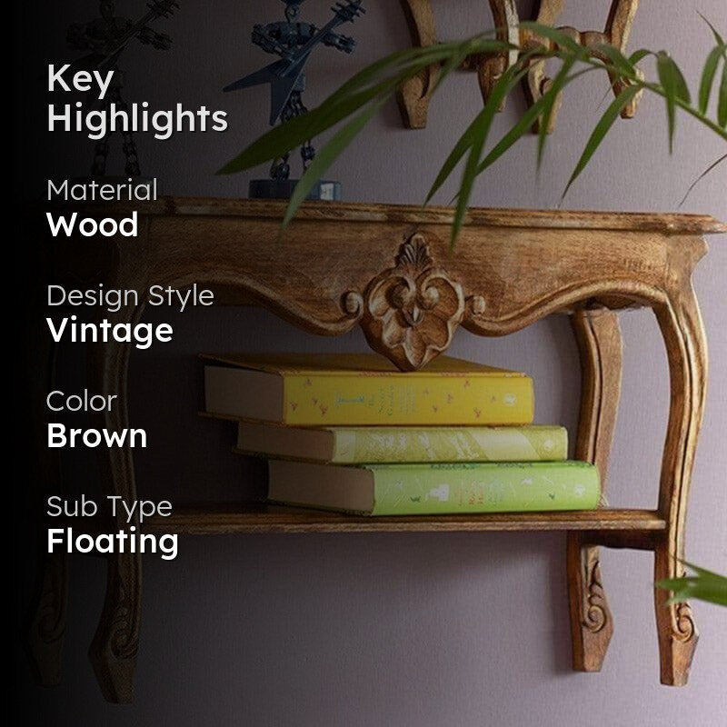Alice Mini Table Handcrafted Wooden Wall Shelf media 2
