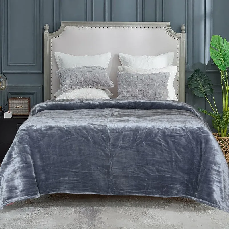 Sarva Polyester Solid Blanket - Grey media 1