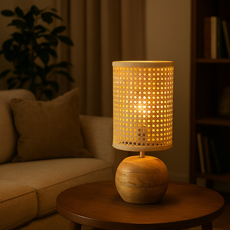 GridLit Rattan Table Lamp - Beige,Brown media 3