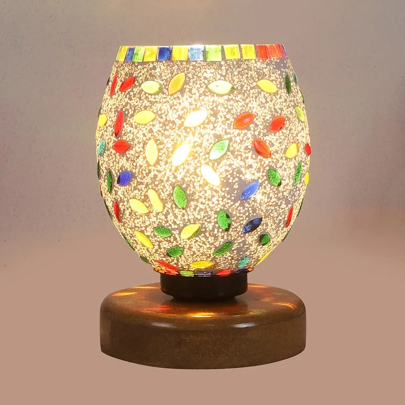 Luxira Mosaic Glass Table Lamp With Wooden Base - Multicolor media 7