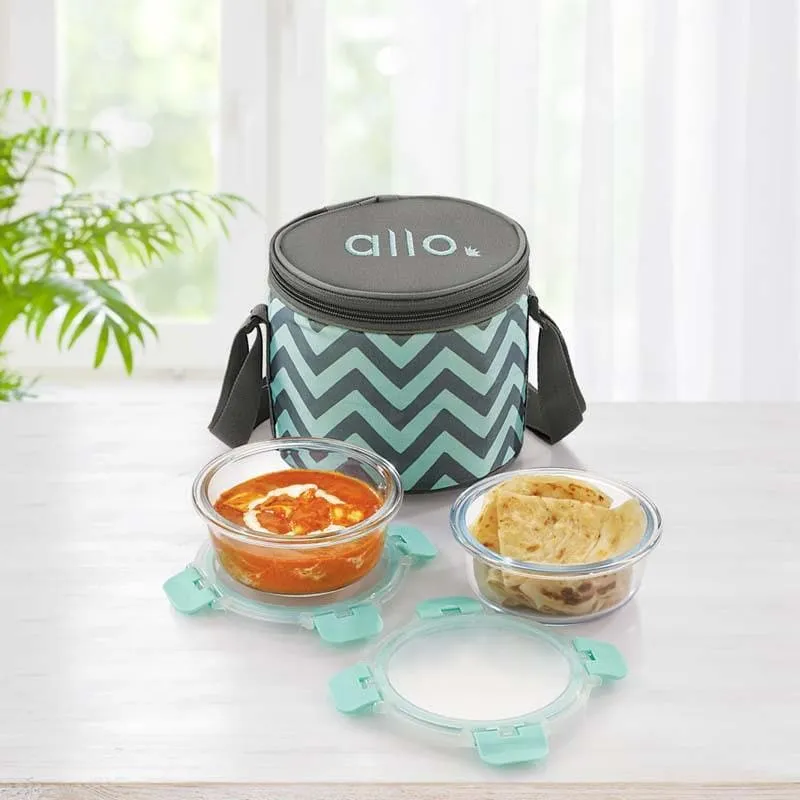 Jonas Lunchbox With Round Chevron Bag (390 ML) - Set Of Two media 3