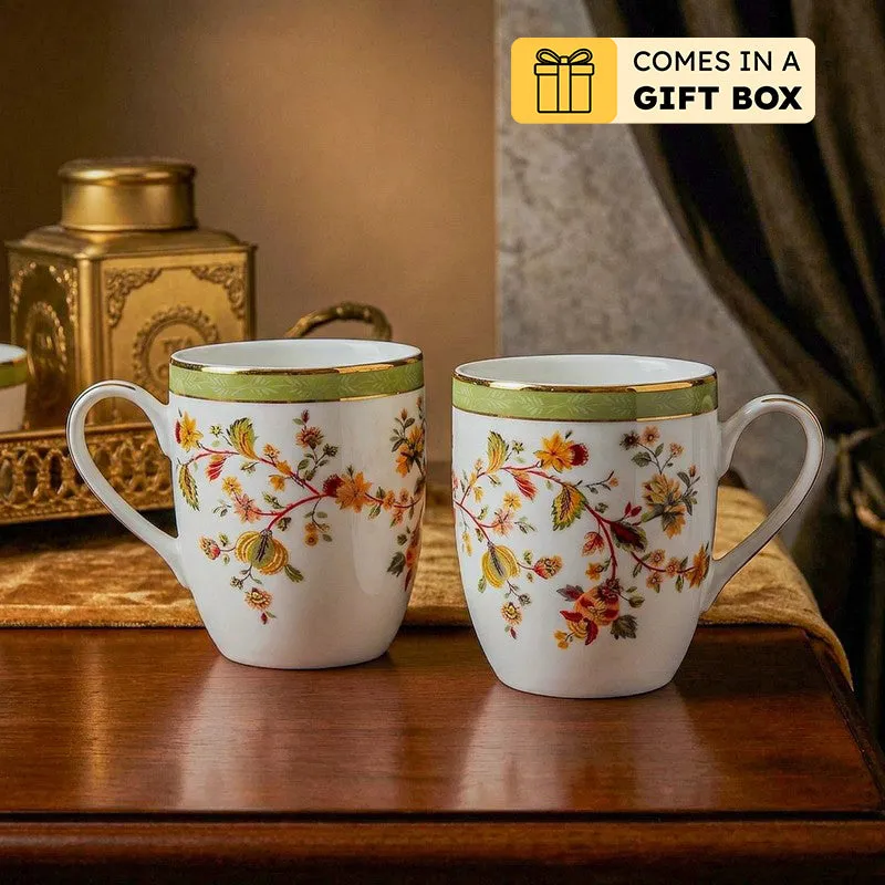 Painted 24k Gold Brushed Porcelain Coffee Mug (280 mL Each) - Set of Four media 1