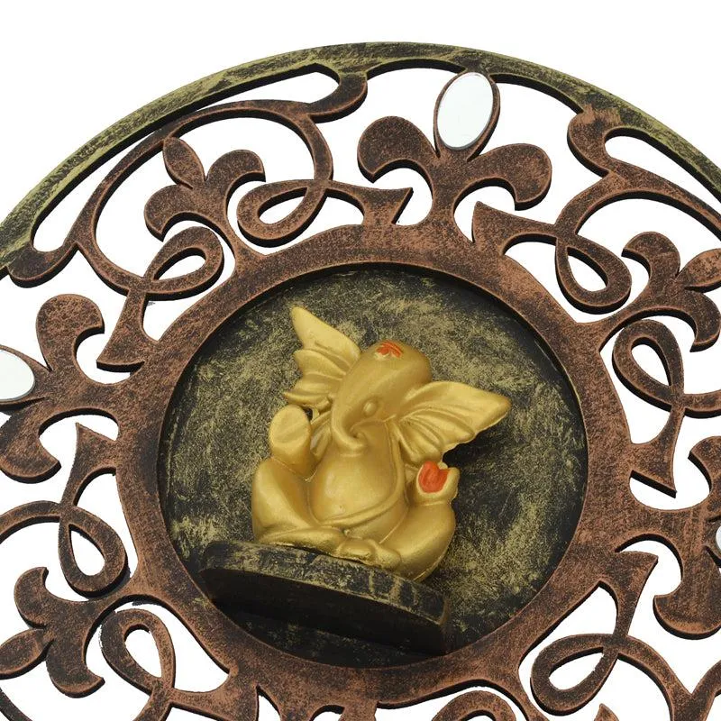 Ganesha Flora Religious Wooden Wall Accent media 5