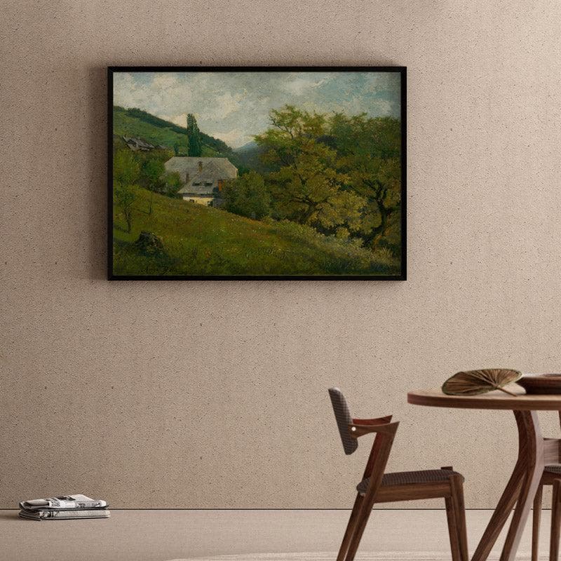 Landscape at Kremnica By Vojtech Angyal Canvas Wall Painting - Black Frame