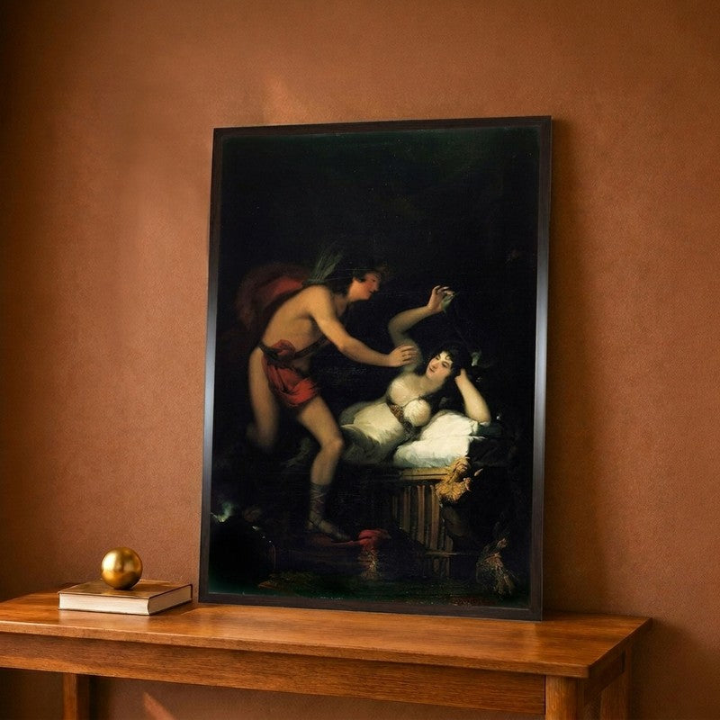 Allegory of Love Cupid and Psyche - Painting, 1798-1805 Canvas Wall Painting - 12 x 18 Inches