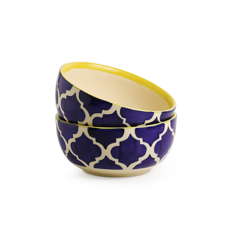 Moroccan Mile Handpainted Ceramic Serving Bowl (520 ML) - Set Of Two media 5