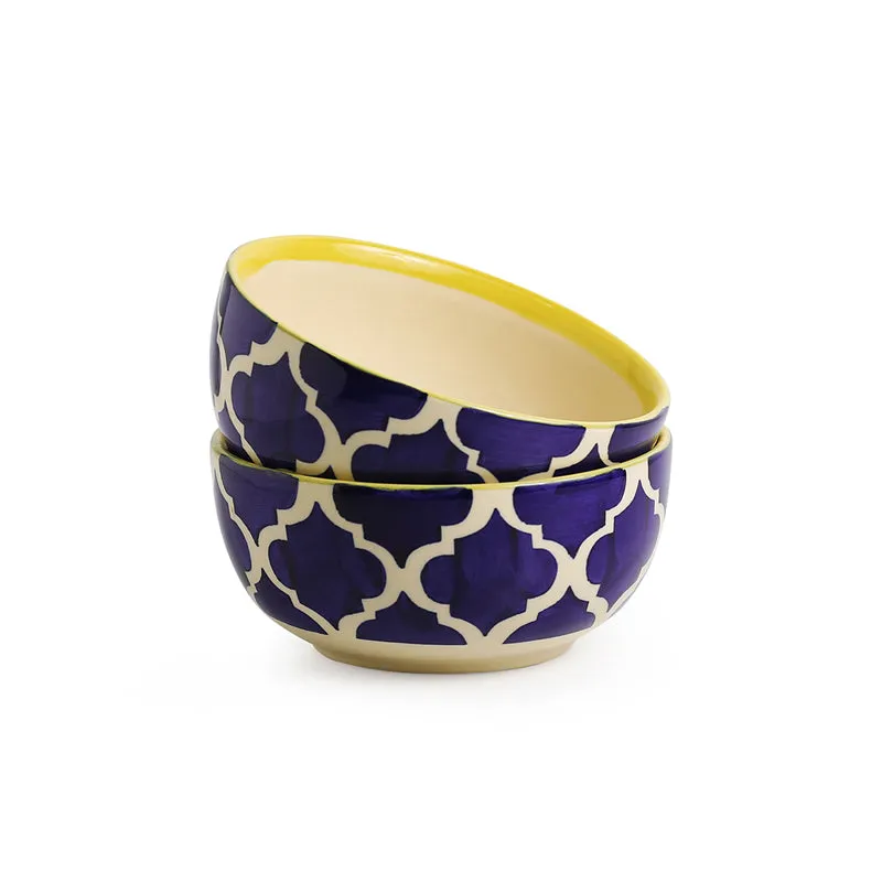 Moroccan Mile Handpainted Ceramic Serving Bowl (520 ML) - Set Of Two media 5