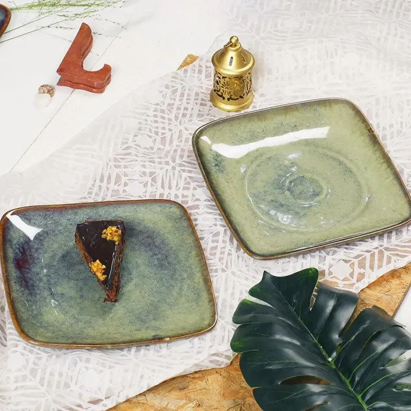 Elmina Square Handmade Ceramic Platter - Set of Two - 3