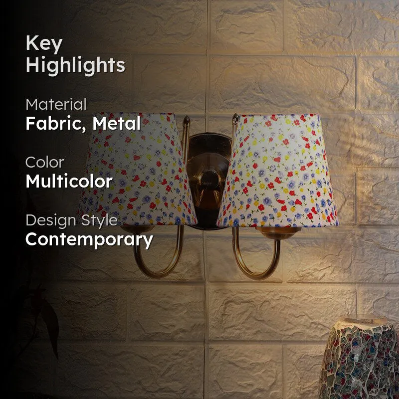 Veda Duo Color Splash Conical Fabric & Metal Wall Lamp media 2
