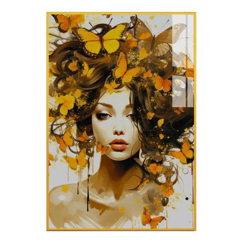 Crown Of Wings Modern Canvas Wall Art With Frame - Gold media 3