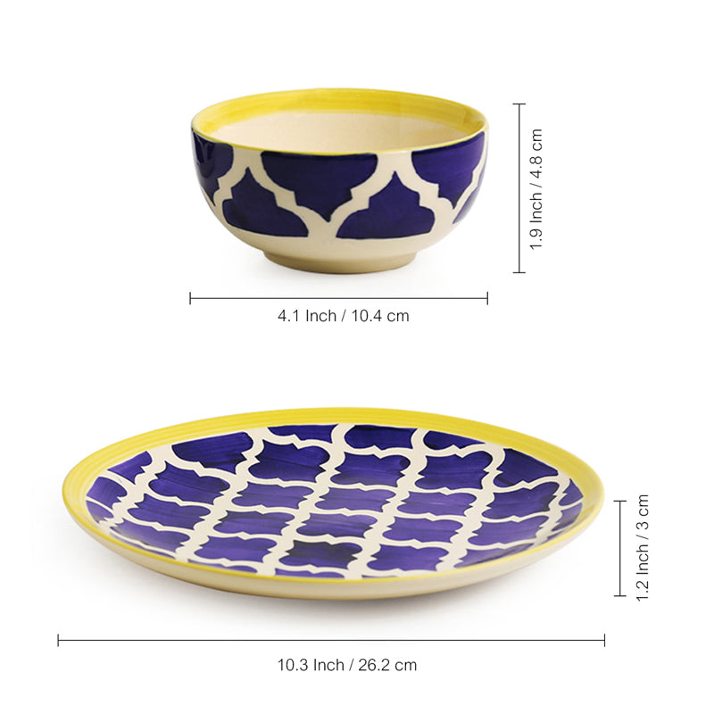 Moroccan Mile Handpainted Ceramic Dinner Set (180 ML) - 8 Piece Set media 7