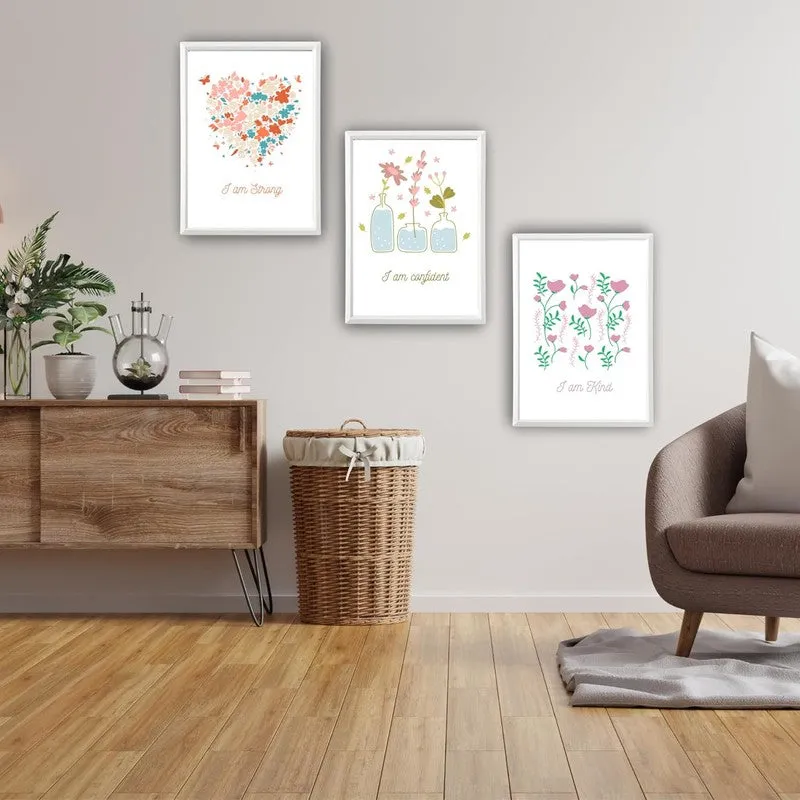 Petal Promises Paper Wall Painting With Frame - White media 1