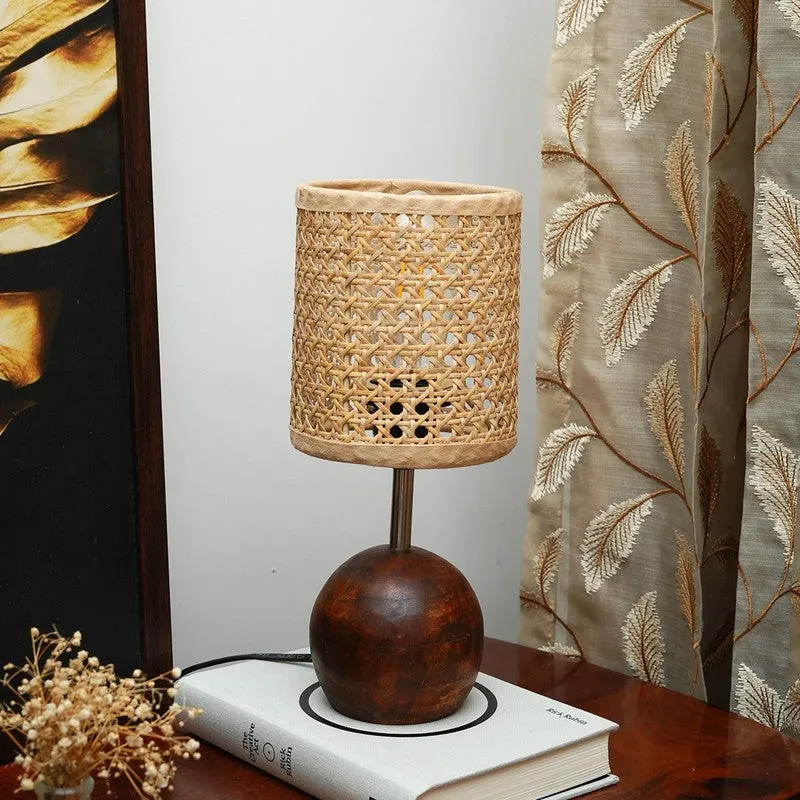 Openweave Wooden & Cotton Table Lamp - Beige media 3