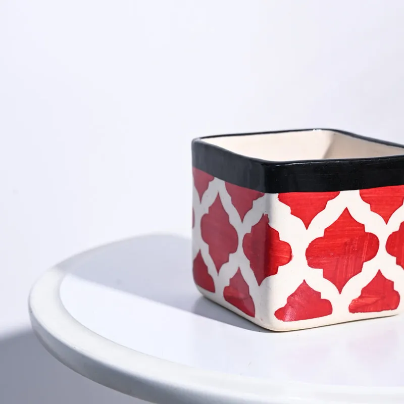 Ugaoo Square Rose Red Ceramic Pot media 4