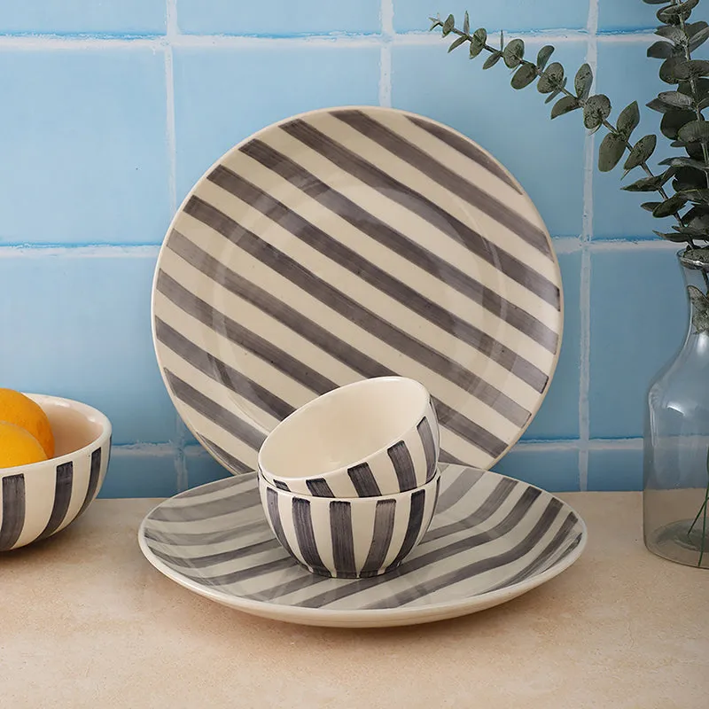Cross Strips Ceramic Dinner Set - 4 Piece Set media 1