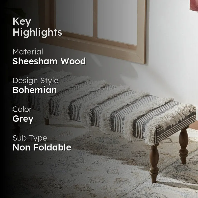 Aurex Sheesham Wooden Bench - Grey media 2