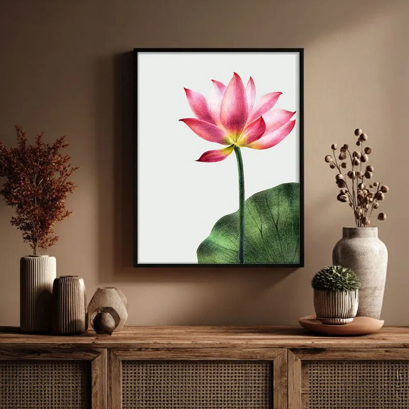 Painted Lotus Archival Paper Wall Art With Frame media 3
