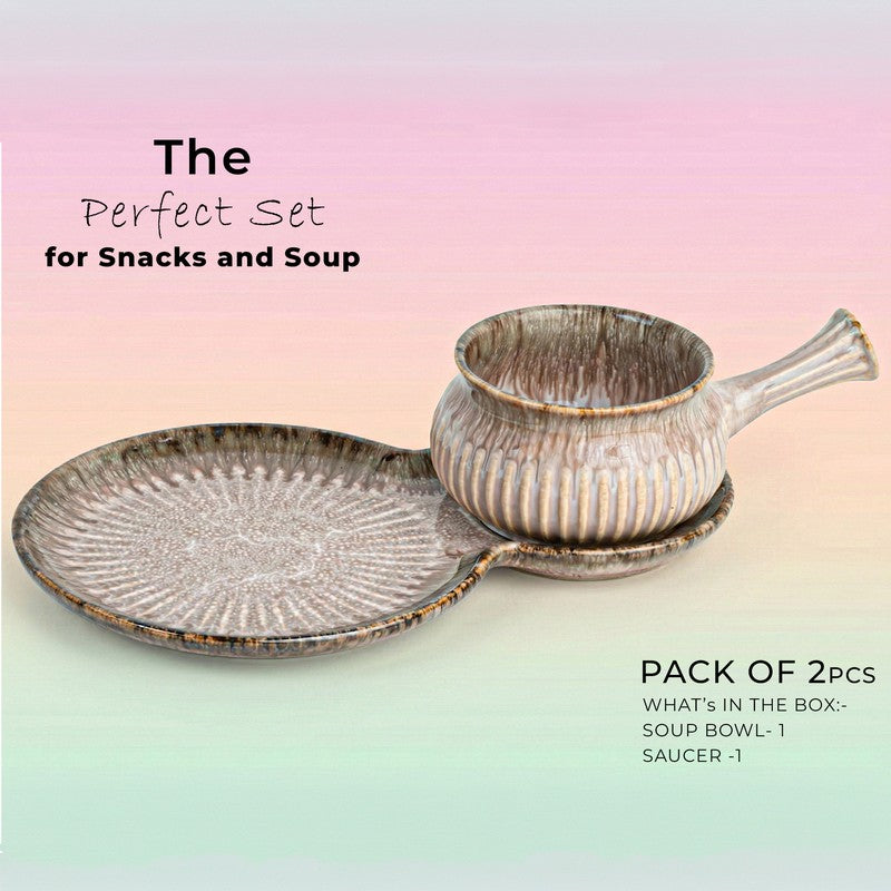 Dineva Ceramic Serving Platter (Beige & Ivory) -  Two Piece Set media 4