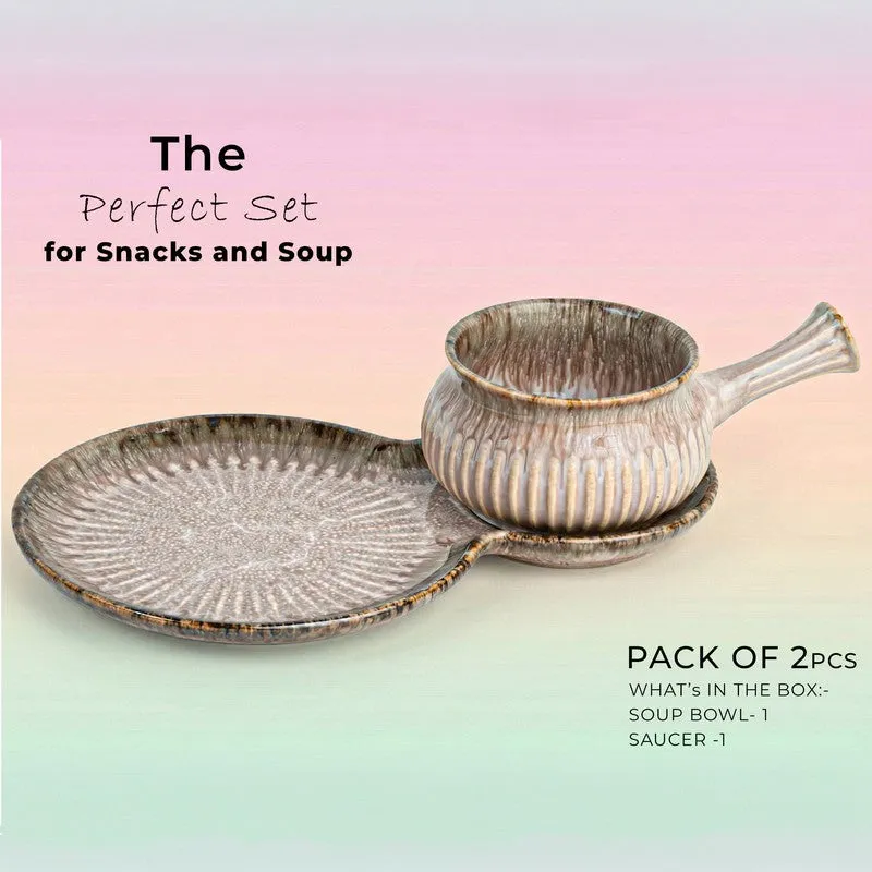 Dineva Ceramic Serving Platter (Beige & Ivory) - Two Piece Set media 4