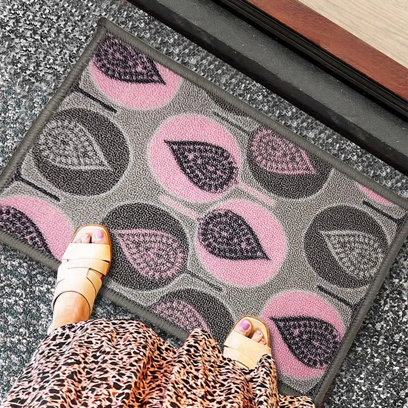 Faro Floral Nylon Door Mats - Pink,Grey media 3