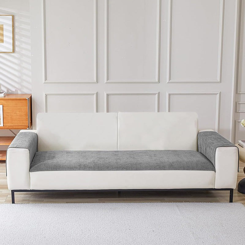 Herringbone Chenille Sofa Mat - Grey media 3