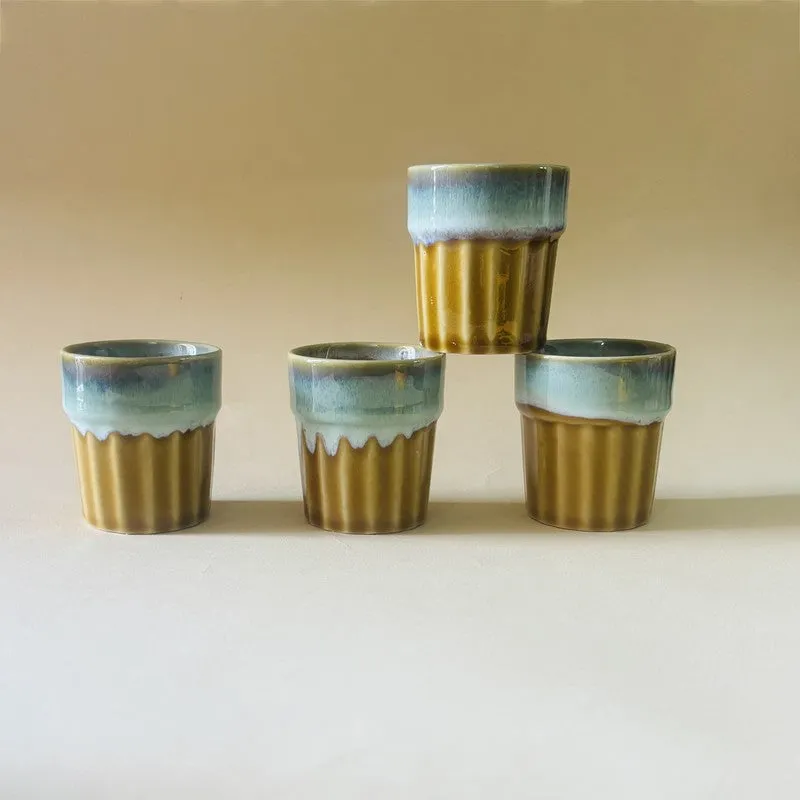 Handcrafted Ceramic Kulhads (Mustard/70 mL Each) - Set of Four media 4
