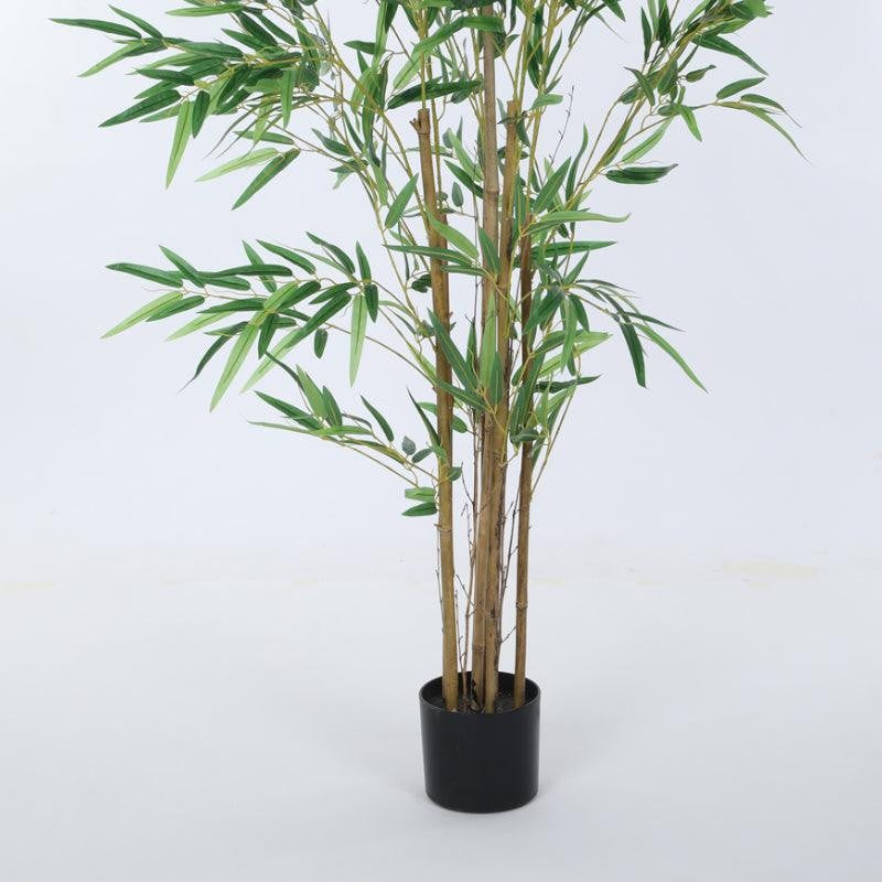 Faux Bamboo Plant With Black Plastic Pot (4.92 ft) - Dark Green image 6