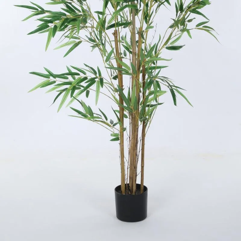 Faux Bamboo Plant With Black Plastic Pot (4.92 ft) - Dark Green media 6