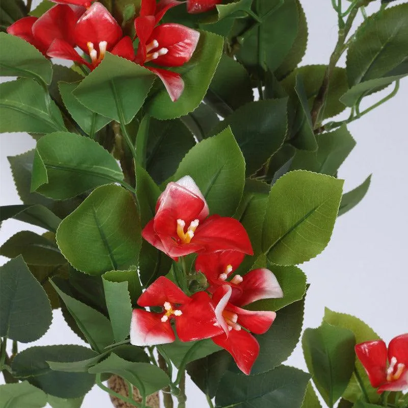 Faux Realtouch Red Bougainvillea Plant With Black Plastic Pot - 4.1 Feet media 8