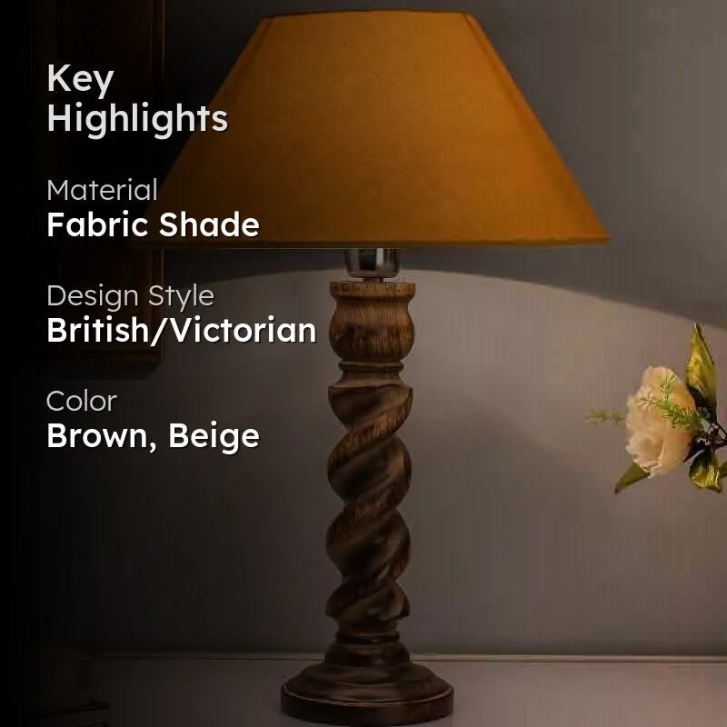 Twisted Tales Fabric Table Lamp - Brown,Beige media 2
