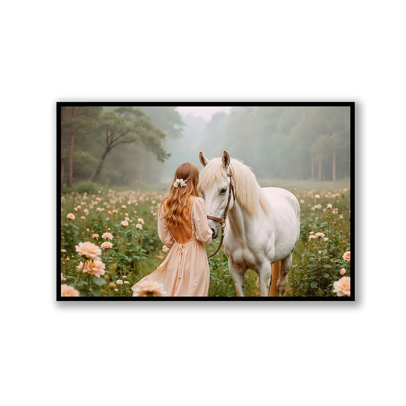 Girl & Horse Wall Art with Black Frame media 3